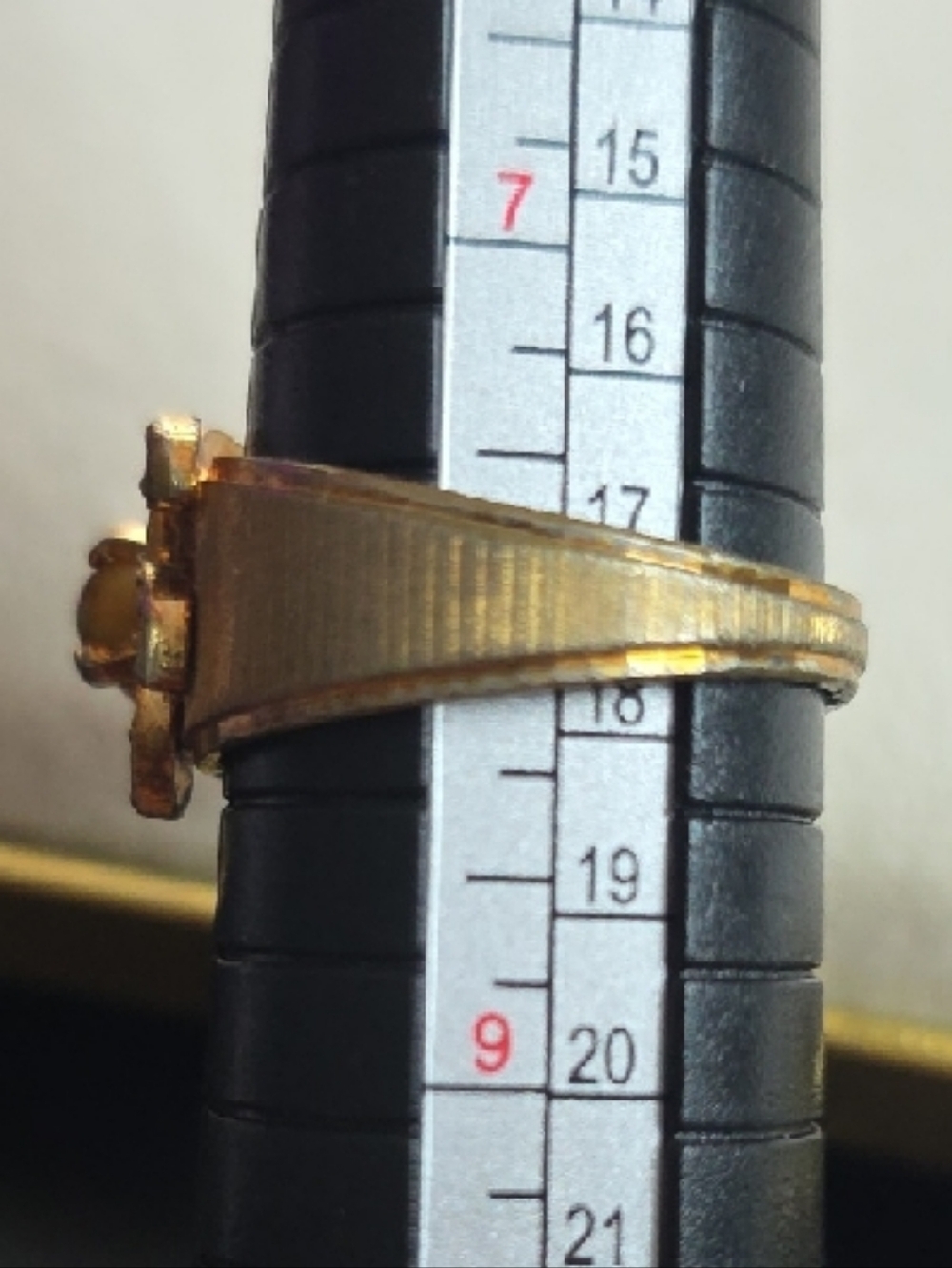 Vintage Tiger Eye Cabochon Ring 18KT HGF Wide Band Statement Brown Size 8 - Picture 8 of 8